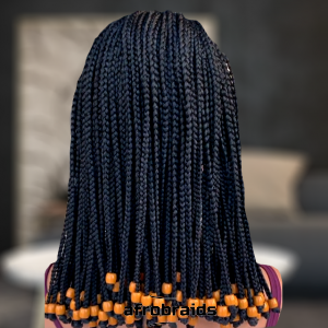 Perruque frontale natte et tresse finiton perlée - Noir