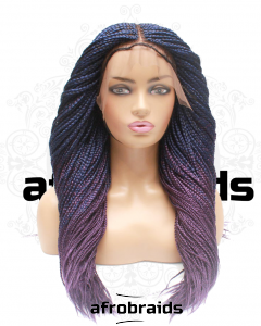 Perruque frontale tressée - couleur bleue et indigo