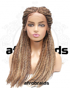 Perruque frontale tressée- brun & blond-dark brown, Dark gold and dark blonde mix