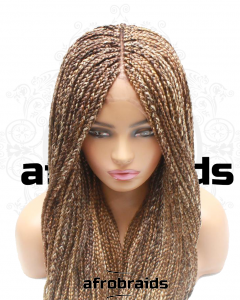 Perruque frontale tressée- brun & blond-dark brown, Dark gold and dark blonde mix