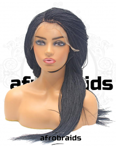 Perruque frontale micro twists -handmade- couleur noire naturelle 1B