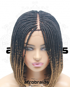 Perruque courte - frontale tressée sur mesure - couleur noire et blond-1B\27