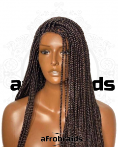 Perruque frontale tressée - nuance de brun et jaune ocre