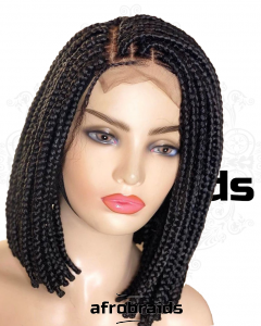 Perruque courte - frontale tressée - plusieures sens - couleur noire