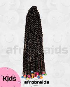 crochet braids enfant - kids- twist avec finition perle multicolores
