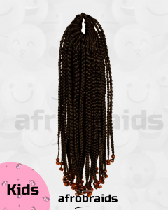 crochet braids enfant- kids- avec finition perle brun transparent
