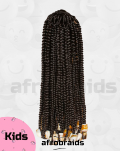 crochet braids enfant- kids- avec finition perles effet marbre brun
