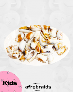 crochet braids enfant- kids- avec finition perles effet marbre brun