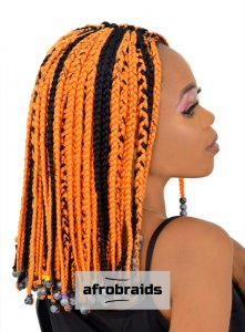 Orange and Black Short Wig - Black Marbled Bead Finish