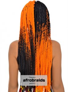 Wig Natte and Braids - Black and Orange Gradient