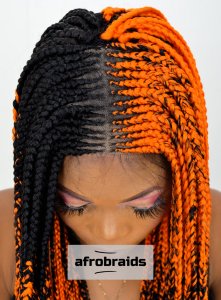 Wig Natte and Braids - Black and Orange Gradient